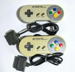 スーパーファミコン メーカー純正 コントローラー 2個 動作確認済 変色あり