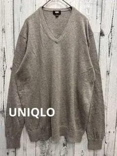 ♠️ UNIQLO ユニクロ　コットンカシミヤVネックセーター　ニット　グレー
