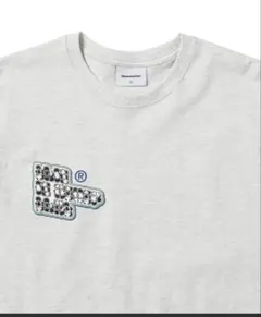 ロゴ刺繍 カジュアルTシャツ グレー