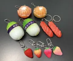 野菜、くだもの、食品、リアルキーホルダー 10点セット
