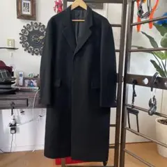 90's vintage チェスターコート 黒　膝丈