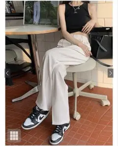 GRL センタープレスストレートパンツ ai07 アイボリー