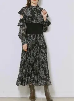 SNIDEL スナイデル ウエスト リブシャツ ワンピース ブラック 0サイズ