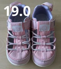 【3回使用】イフミーIFMEウォーターシューズ19.0ピンク×パープル紫サンダル