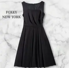 フォクシーニューヨーク ワンピース フレア Aライン 手洗い可 ブラック 38