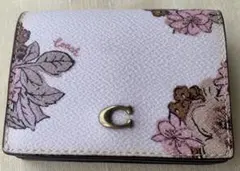 COACH コーチ 花柄 二つ折り財布 ミニ財布 カードケース チェーンなし