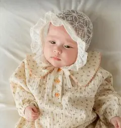 レース ボンネット お宮参り 花 刺繍 退院着 セレモニードレス 帽子
