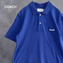 COACH コーチ　半袖　ポロシャツ ラバータグ　ブルー　ペルー製　ロゴのサムネイル
