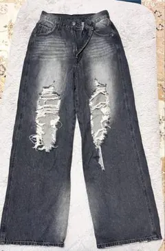 WEGO ダメージ加工 グレー デニムパンツ Mサイズ