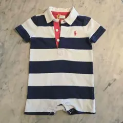 RALPH LAUREN ロンパース 6M 60 ボーダー ロゴ刺繍のサムネイル