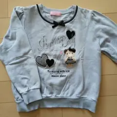 メゾピアノ　裏起毛　刺繍トレーナー　150 　水色