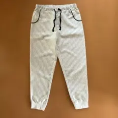 ストライプ柄 ジョガーパンツ Lサイズ オフホワイト
