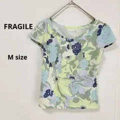 フラジール　FRAGILE カットソー　M 花柄　フレンチスリーブ　Ｖネック