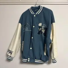 刺繍入りスタジャン 青/ホワイト