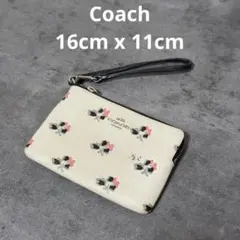 COACH コーチ フローラルプリント リストレットポーチ ホワイト