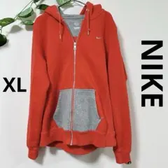 NIKE ジップパーカー XL 赤×グレー フルジップパーカー バイカラー