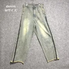 バギーデニム　ジップデザイン　ジップレイヤード　シルエット自由　カットオフ　M
