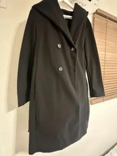 ZARA 黒 ダブルブレスト フード付きコート