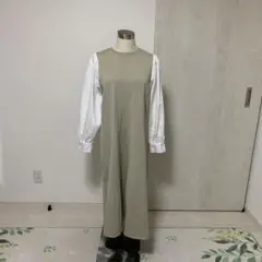 OPAQUE.CLIP ベージュ ロングワンピース 長袖Ｌサイズ