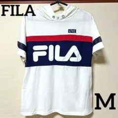 Lovetoxic FILAコラボ 袖メッシュパーカー M ホワイト ビッグロゴ