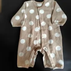 フリース素材 ベージュ 水玉ロンパース