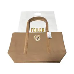 FEILER　オールドテディ　ワッペントートバッグ　大　ベージュ　LLサイズ