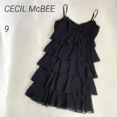 CECILMcBee　ティアードフリルミニワンピース　リボン　キャミワンピース