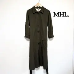 難あり MHL. シャツワンピース ベルト付き 七分袖 M