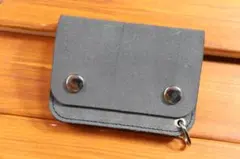 トラッカーウォレット　黒床革　黒糸　栃木レザー使用