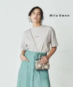 ミラオーウェン フロッキープリント Tシャツ 半袖 ライトグレー