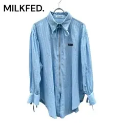 MILK FED STRIPED ZIP UP SHIRT シアサッカーシャツのサムネイル