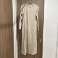 マタニティ　ワンピース　ベージュ　授乳口付き　L