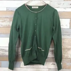 【クリアインプレッション】グリーンのアンサンブルカーディガン　裾フリル　中半そでのサムネイル
