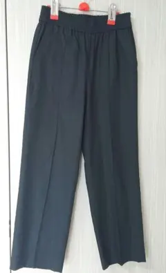 ミラオーウェン Mila Owenブラック黒 センタープレスパンツ ゴムウェスト