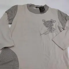 #7B.La fronte 五分袖トップス ストライプ柄ニット系未使用