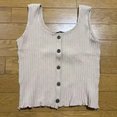 リブ編みベージュタンクトップのサムネイル