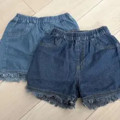 デニムフリンジショートパンツ 120cm 2本セット