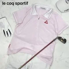 ルコックスポルティフ　ゴルフウェア　ゴルフ半袖シャツ　ロゴパッチ　通気良好　L