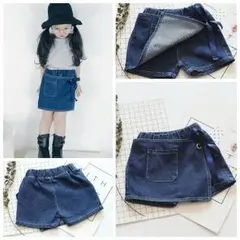 まるで巻きスカート♥デニムラップスカートキュロット☆ショートパンツ☆女の子