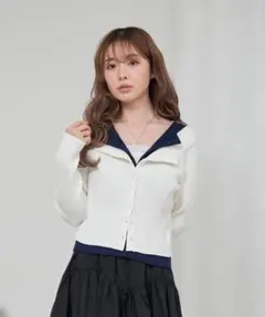 レイカズンRAY CASSIN配色レイヤードボタンカーディガンA26215