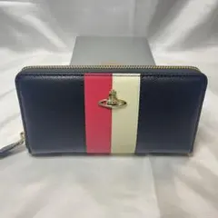 新品 Vivienne Westwood 黒 2色ライン 長財布 人気