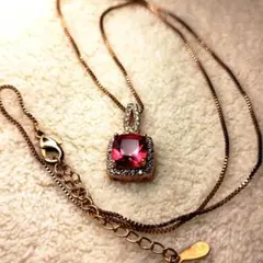 レディース　ネックレス　S925　ピンクゴールド系　ラインストーン