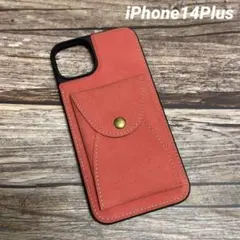 新品未使用オレンジ ポケット付き iPhoneケース14Plus MagSafe