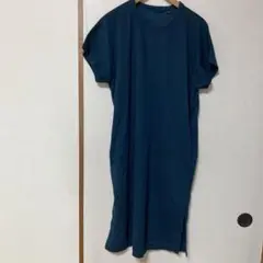 ユニクロ　AIRismフレンチ袖カットソー ワンピース　M ポケット有、紐付