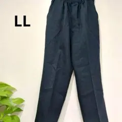 美品★ジュジュベフラワー　ワイドパンツ　裏起毛　ネイビー　LL　グレンチェック