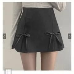 GRL インパン裏地付きリボンプリーツミニスカート[gn195]