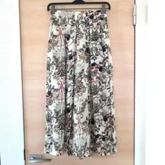 花柄 フレア ロングスカート アイボリー 春