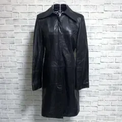 【V.O.M】ジップアップ　ロング　ラムレザージャケット　ブラック