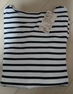 無印良品 ボートネック 長袖Tシャツ 新品 タグ付 ネイビーボーダー M
