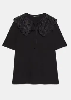 ZARA Tシャツ　ブラウス　襟付き　サイズS リボン　チュール　フリルのサムネイル